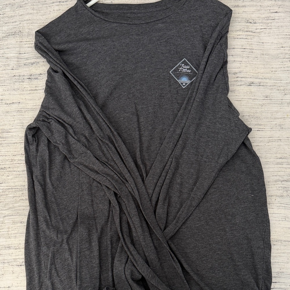 Travis Mathew Charcoal Tee with Blue Graphic